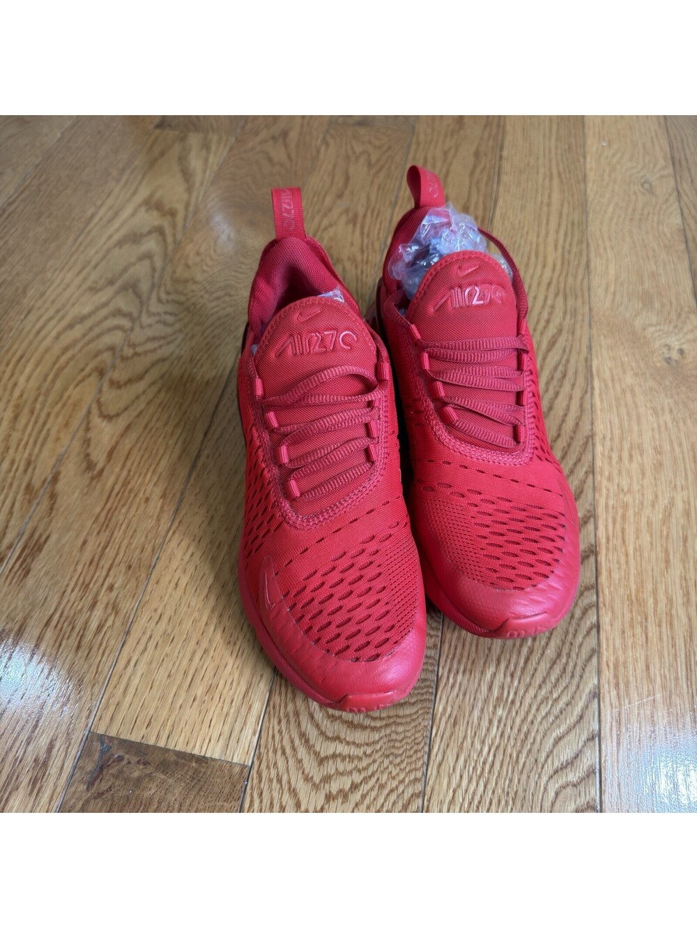 Size US 5.5 Y / 7 Women’s Nike Air Max 270 (GS) Red Unisex Kids Mesh Sneaker - Picture 9 of 9